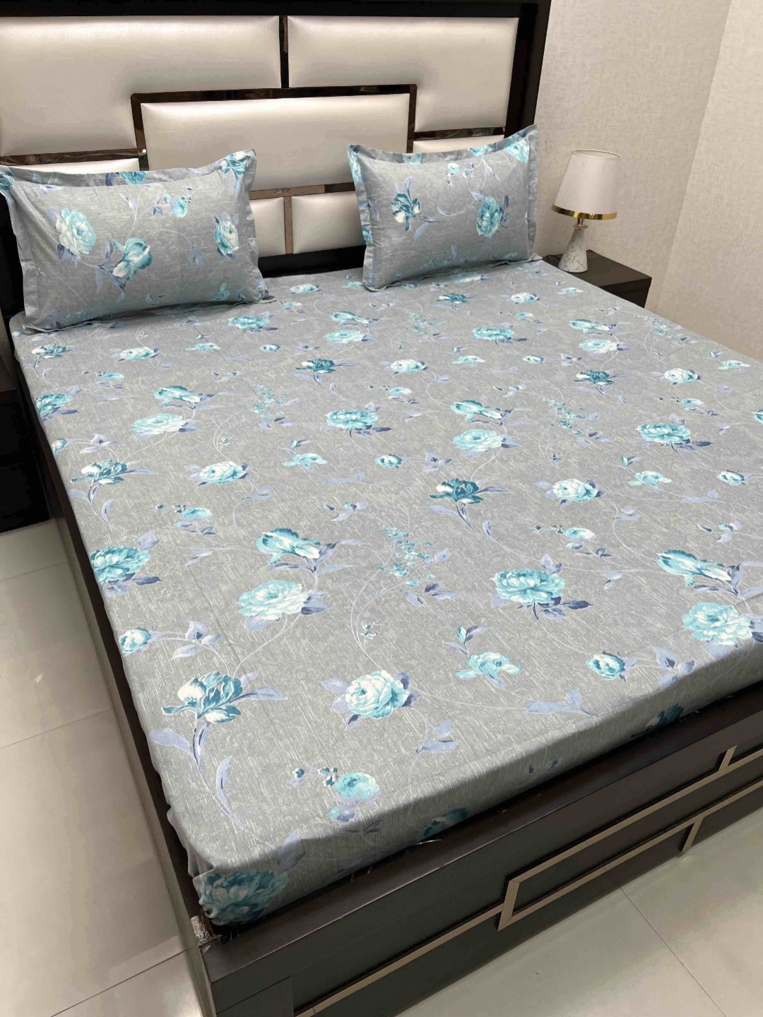 

Pure Decor Velar Blue Floral Printed Pure Cotton 230 TC King Bedsheet Set 3.06 x 2.76 m