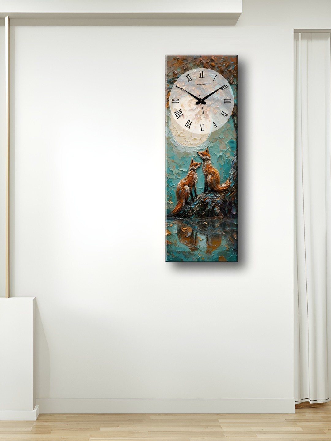 

OLIVE TREE Blue & White Printed Rectangle Wooden Contemporary Wall Clock