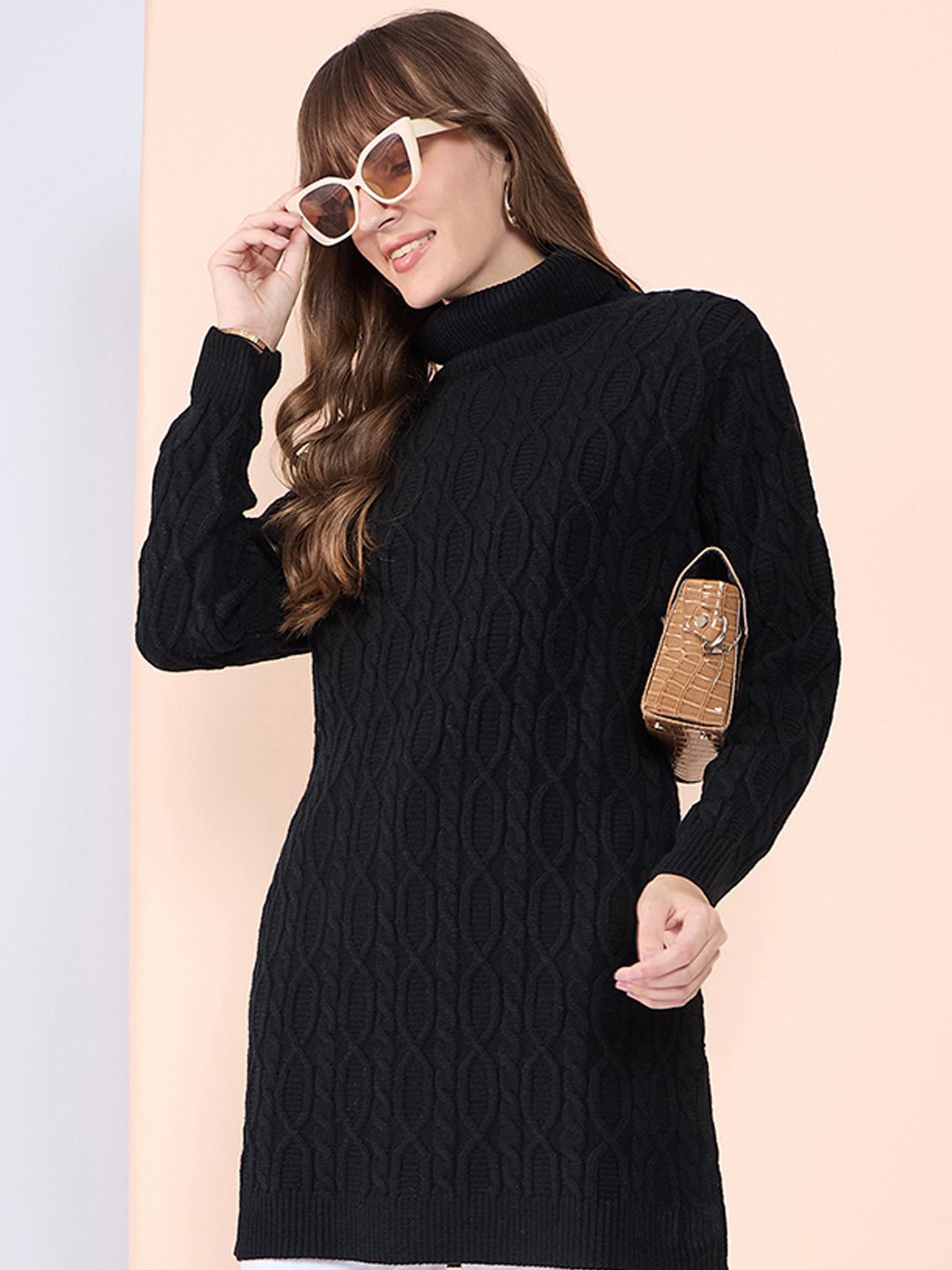 

CLAPTON Women Solid Woollen Fashion Sweaters, Black