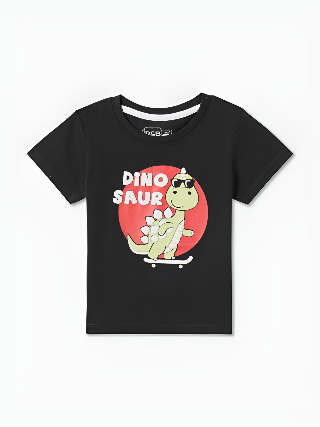 

R&B Boys Graphic Printed Round Neck Cotton T-shirt, Black