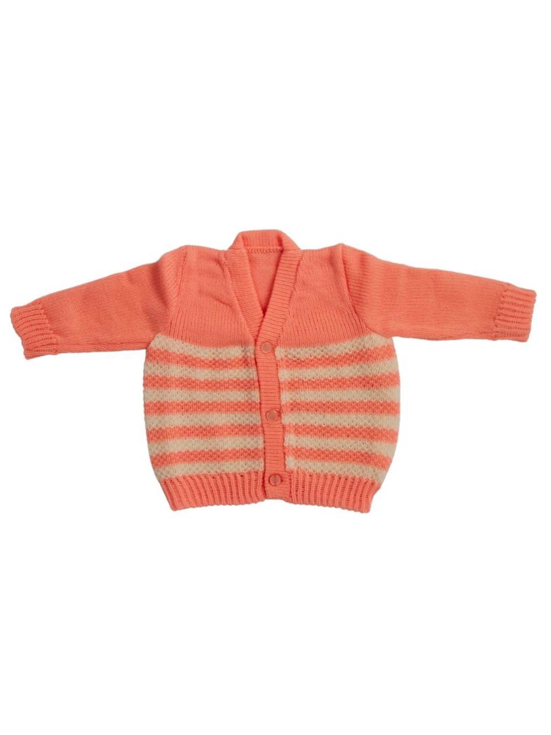 

CUBS & HUGS Kids Striped Woollen Cardigan, Pink