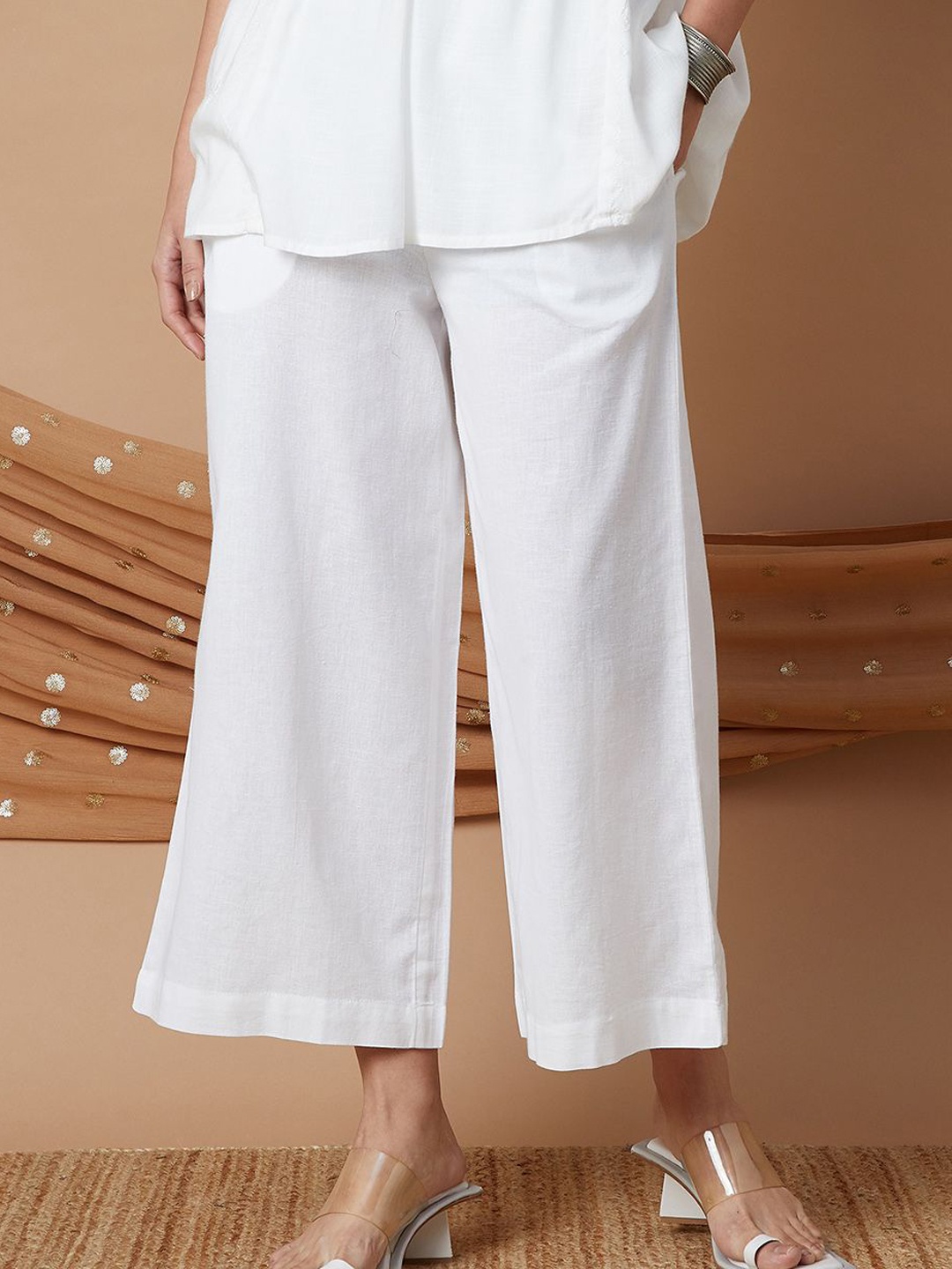 

Melange by Lifestyle Women Mid-Rise Trousers, White