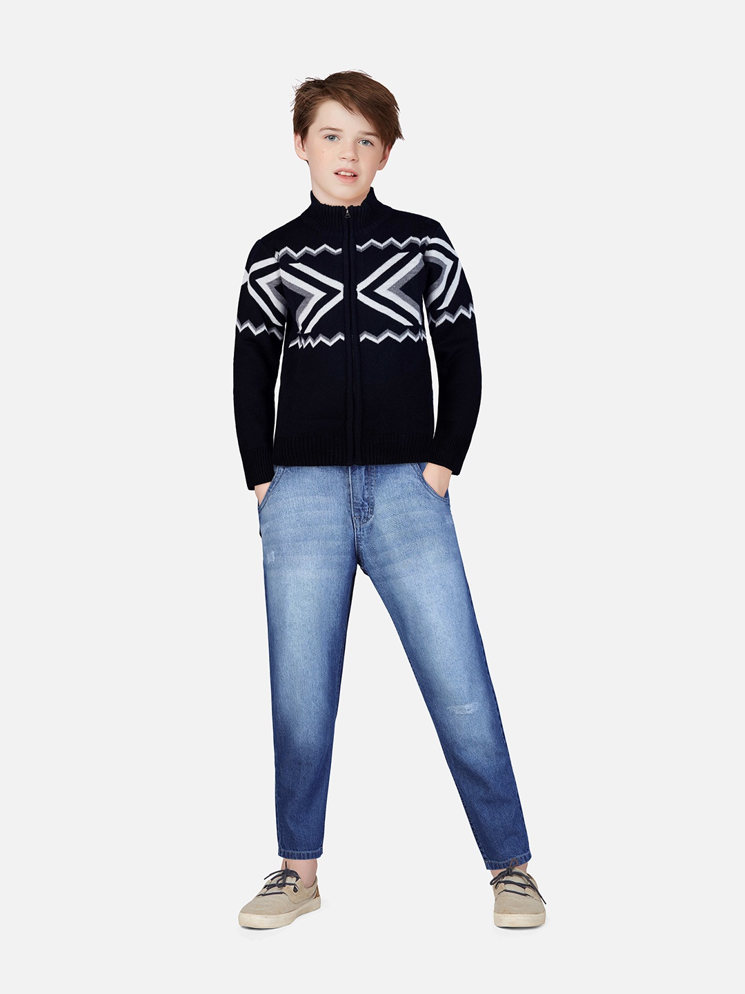 

Gini and Jony Boys Fair Isle Printed Pullover, Black