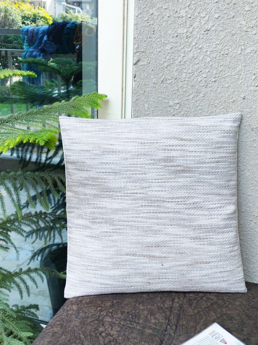 

HOMPRIN Grey Abstract Cotton Square Cushion Cover