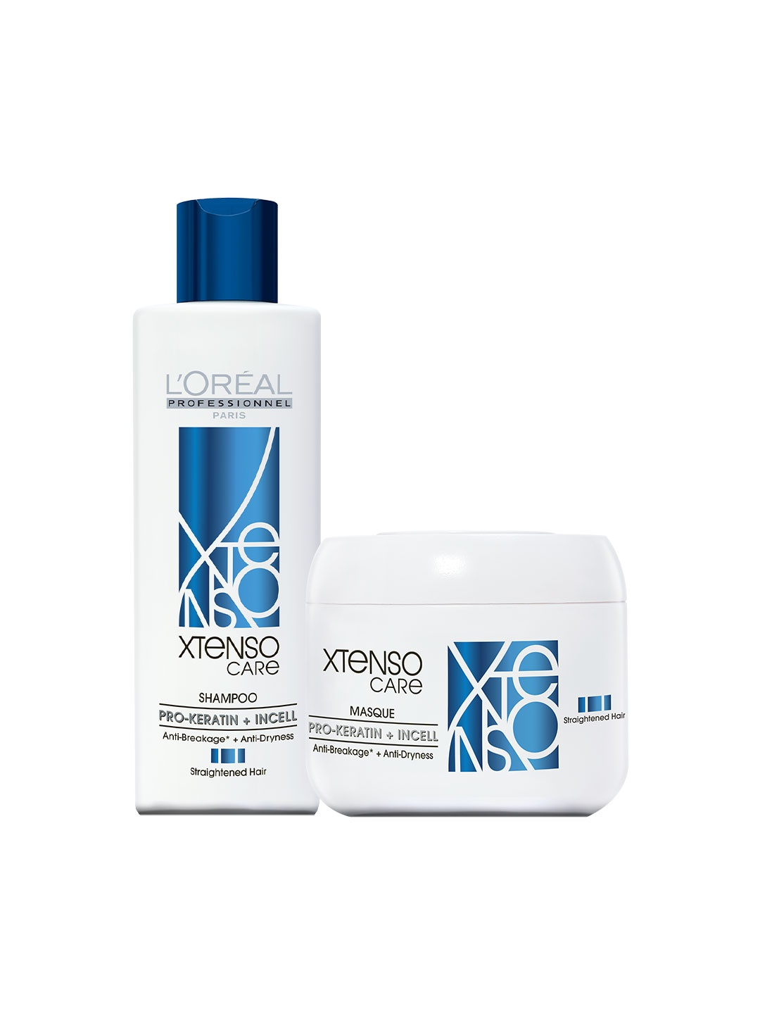 

LOreal Professionnel Set of Serie Expert Xtenso Care Shampoo + Mask with Pro Keratin, White