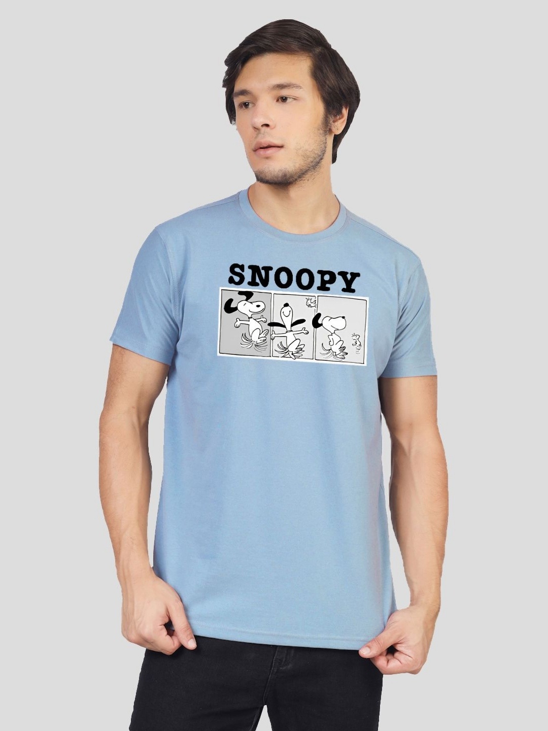 

Greylongg Men Typography Printed Monochrome Applique T-shirt, Blue