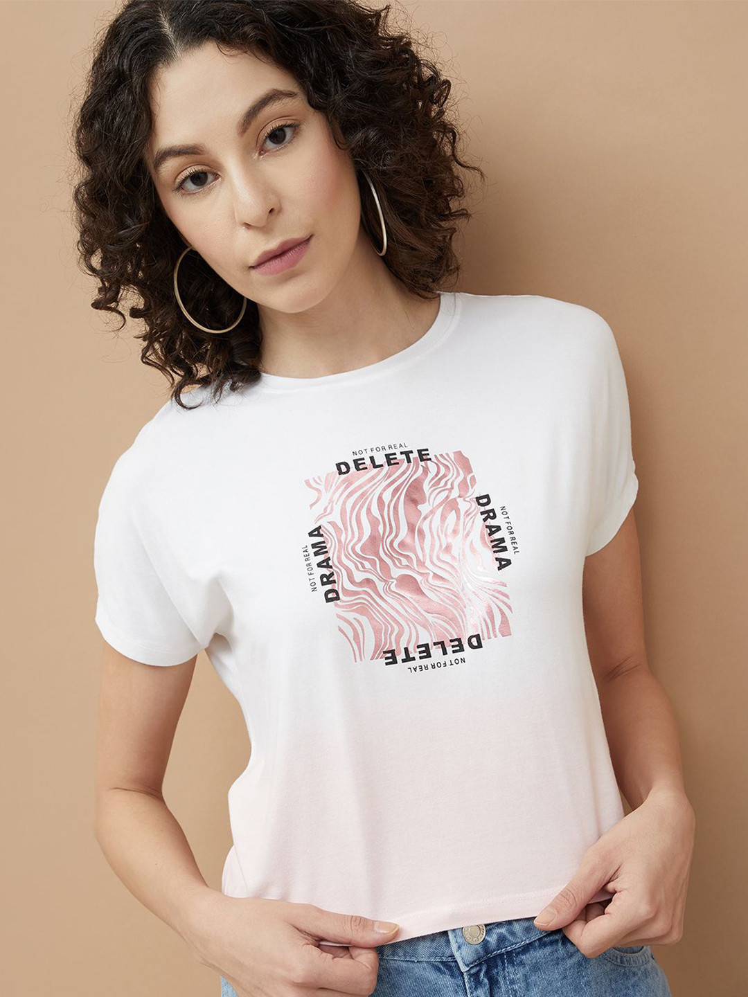 

Ginger by Lifestyle Women Printed Extended Sleeves Top, Off white