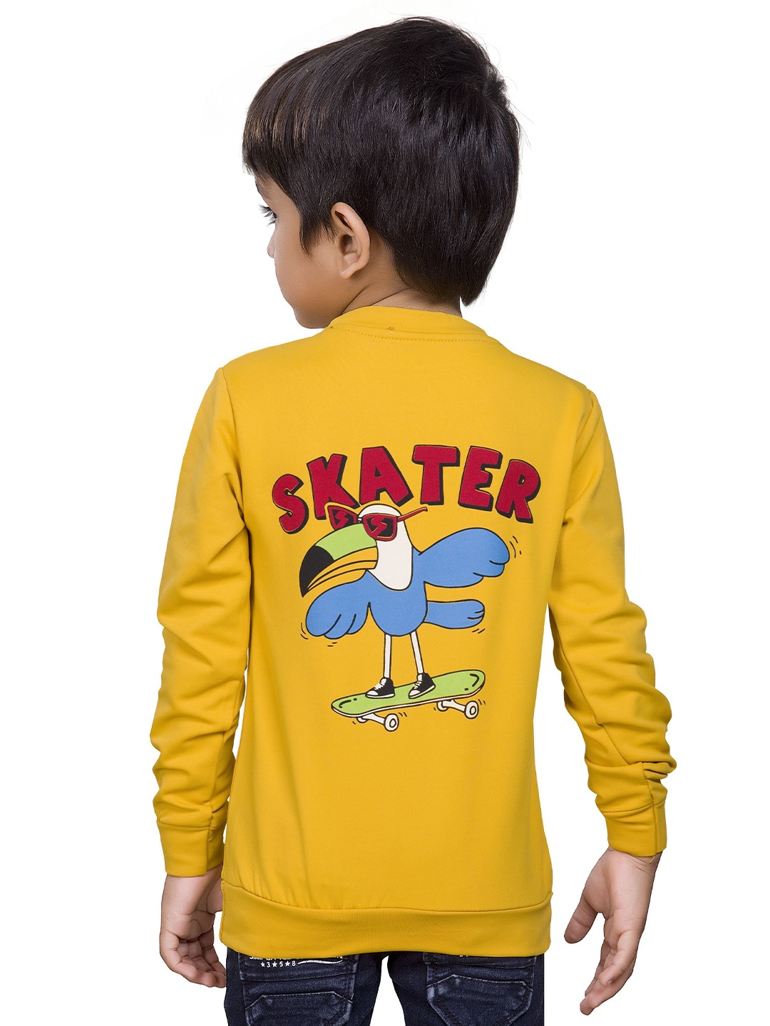 

BAESD Boys Graphic Printed Round Neck Sweatshirt, Mustard