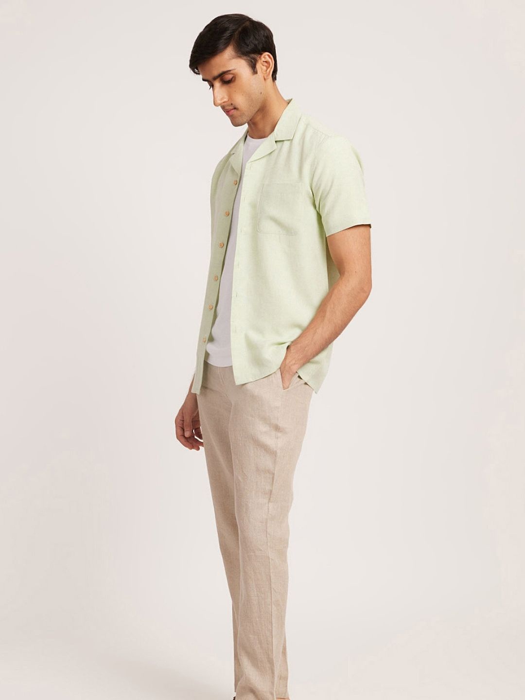 

Creatures of Habit Men TENCEL Notched Shirt, Green