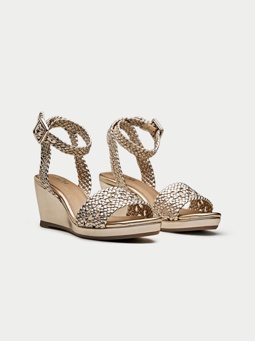 

Oroh Open Toe Leather Wedge Heel Sandals, Gold
