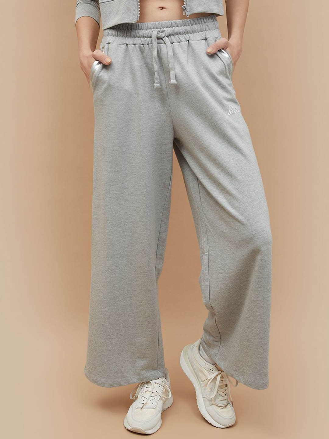 

Kappa Women Solid Parallel Trousers, Grey