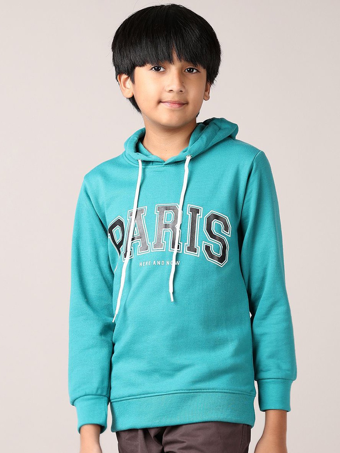 

V-Mart Boys Cotton Printed Hooded Sweatshirt, Green