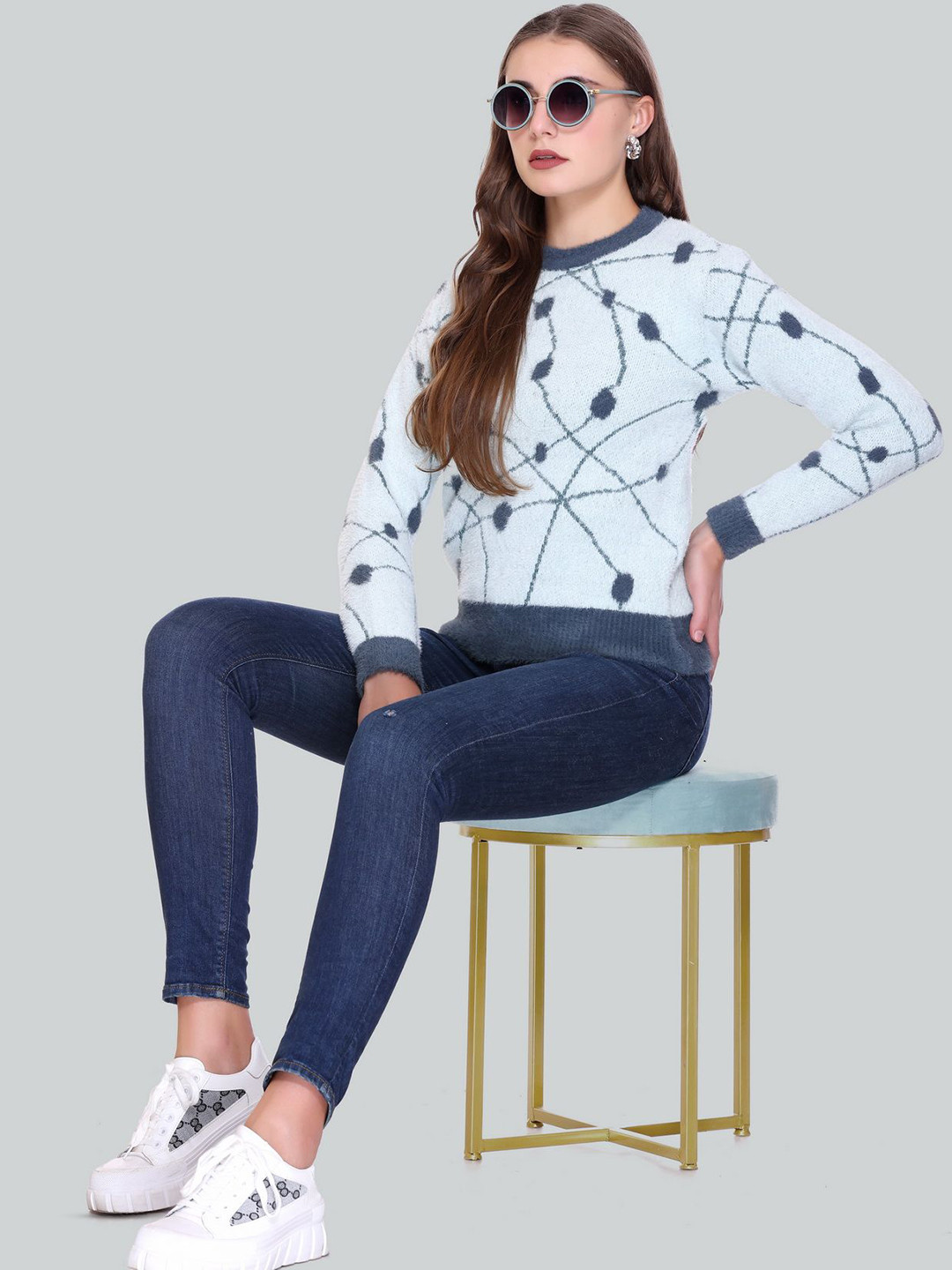 

Melvin Women Woollen Self Design Round Neck Pullover Sweater, Green