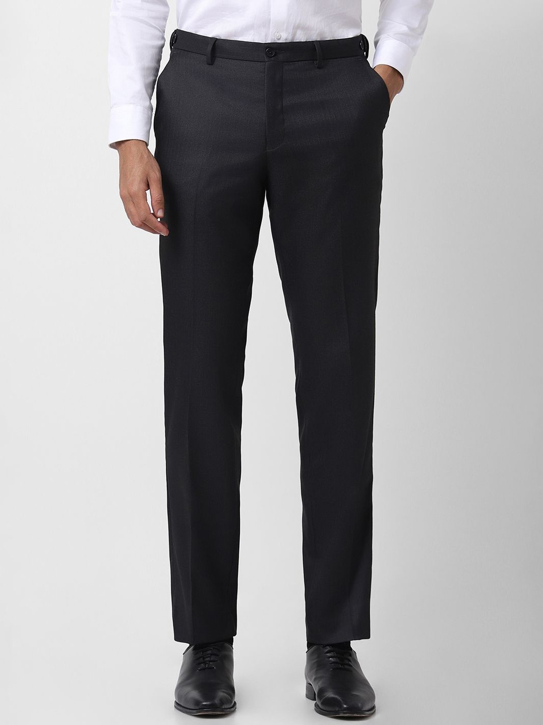 

V Dot Men Striped Skinny Fit Trousers, Black