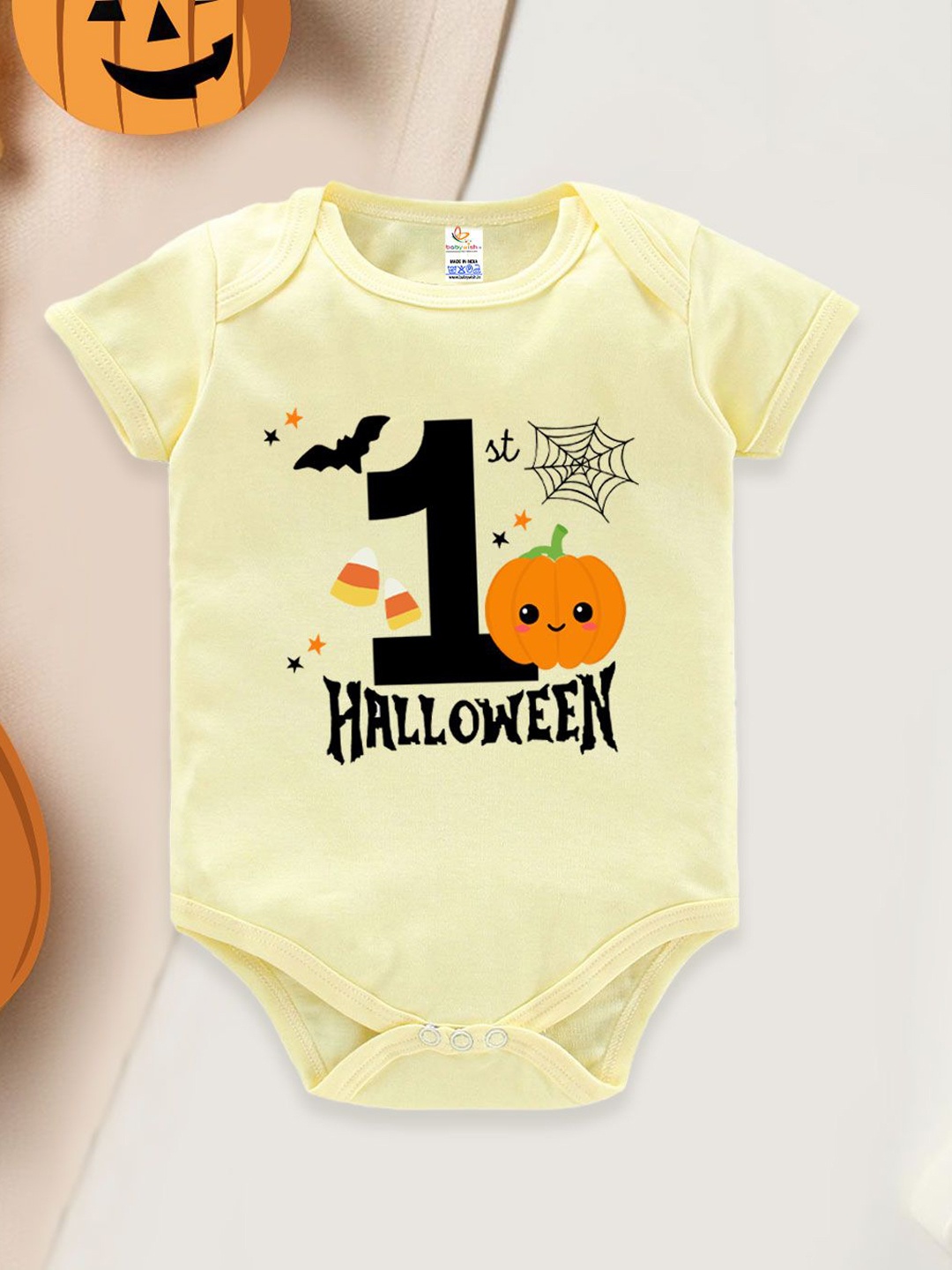

Babywish Infants Printed Cotton Bodysuit, Yellow
