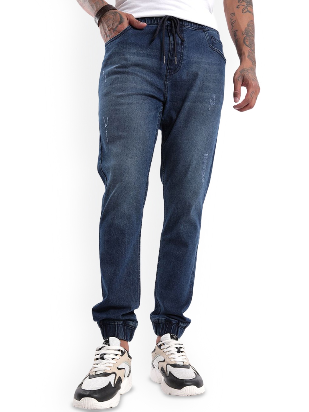 

WROGN Men Mid-Rise Regular Fit Joggers, Navy blue