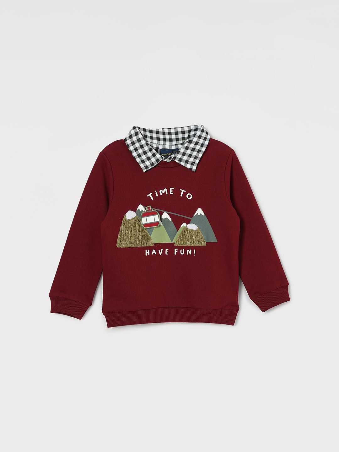 

Juniors by Lifestyle Boys Shirt Collar Cotton Sweatshirt, Red
