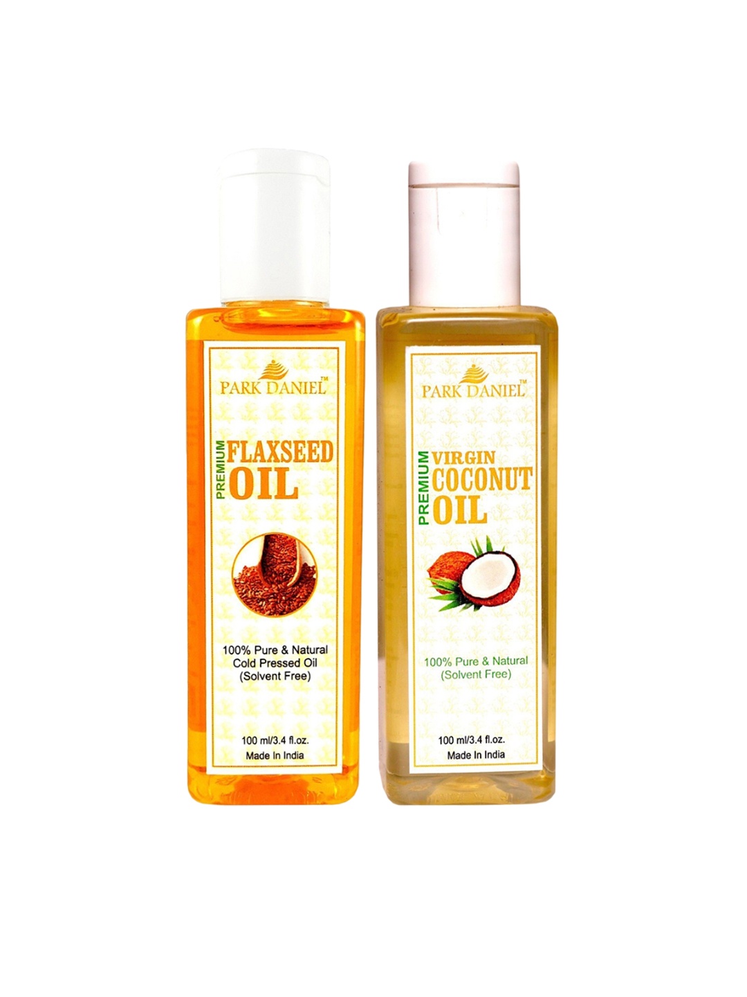 

Park Daniel Set Of 2 Flaxseed Oil & Virgin Coconut Oil - 100 ml Each, Transparent