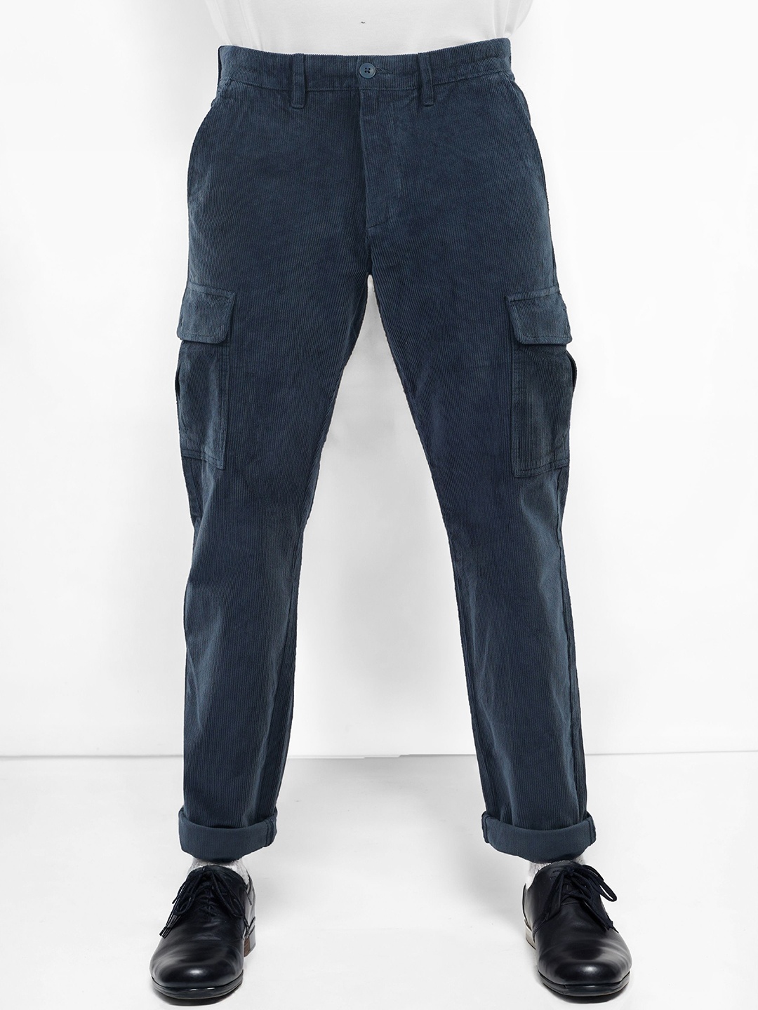 

Celio Men Straight Fit Easy Wash Cargos Trousers, Blue