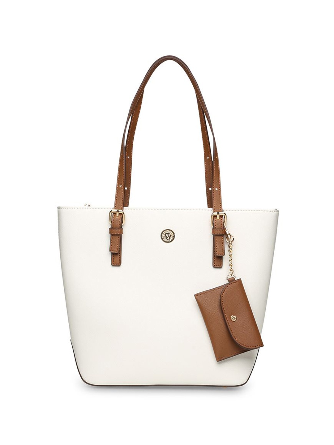 

ANNE KLEIN Women Solid Shopper Leather Shoulder Bag With Pouch, White