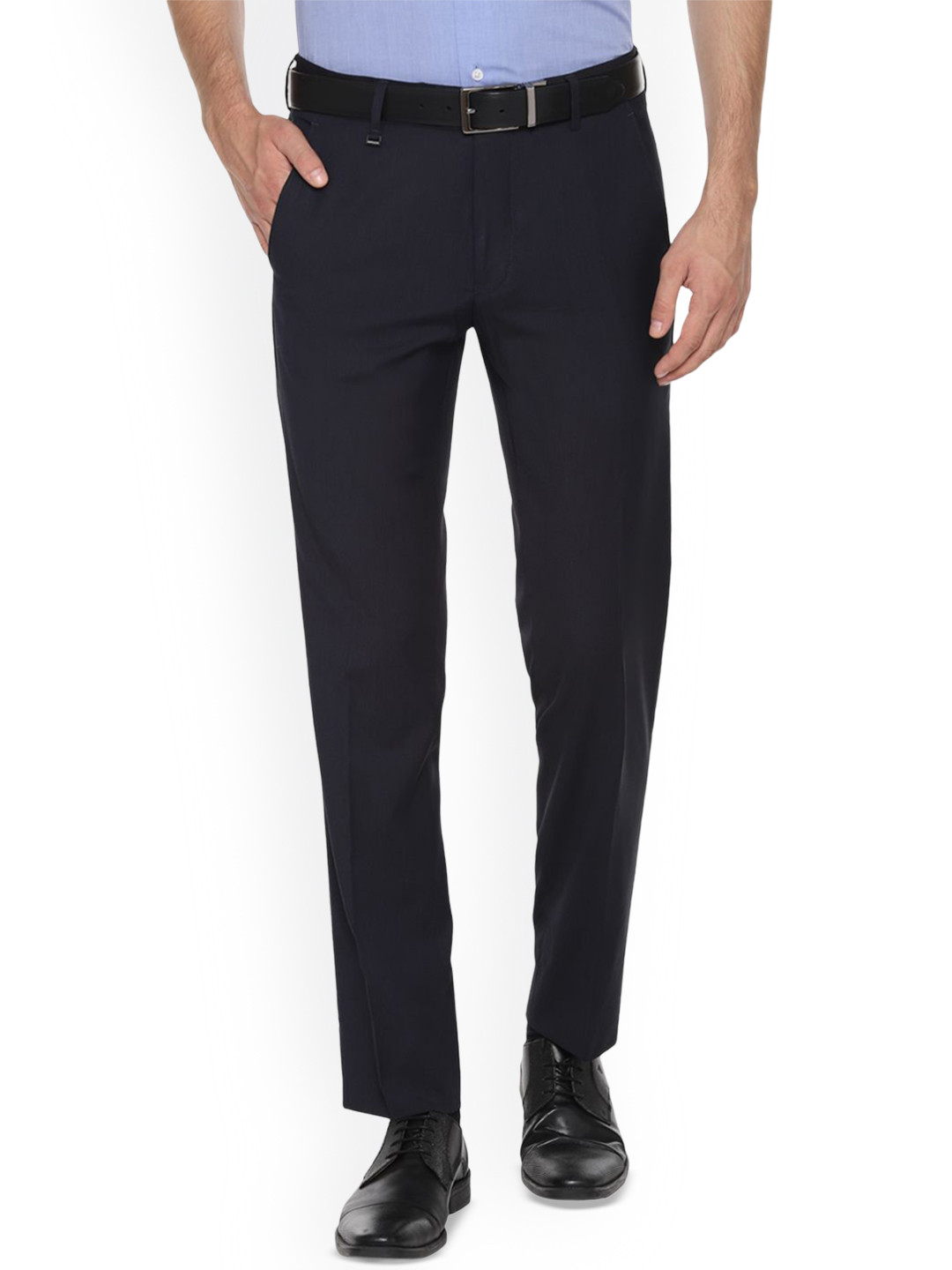 

Van Heusen Men Slim Fit Solid Trousers, Navy blue