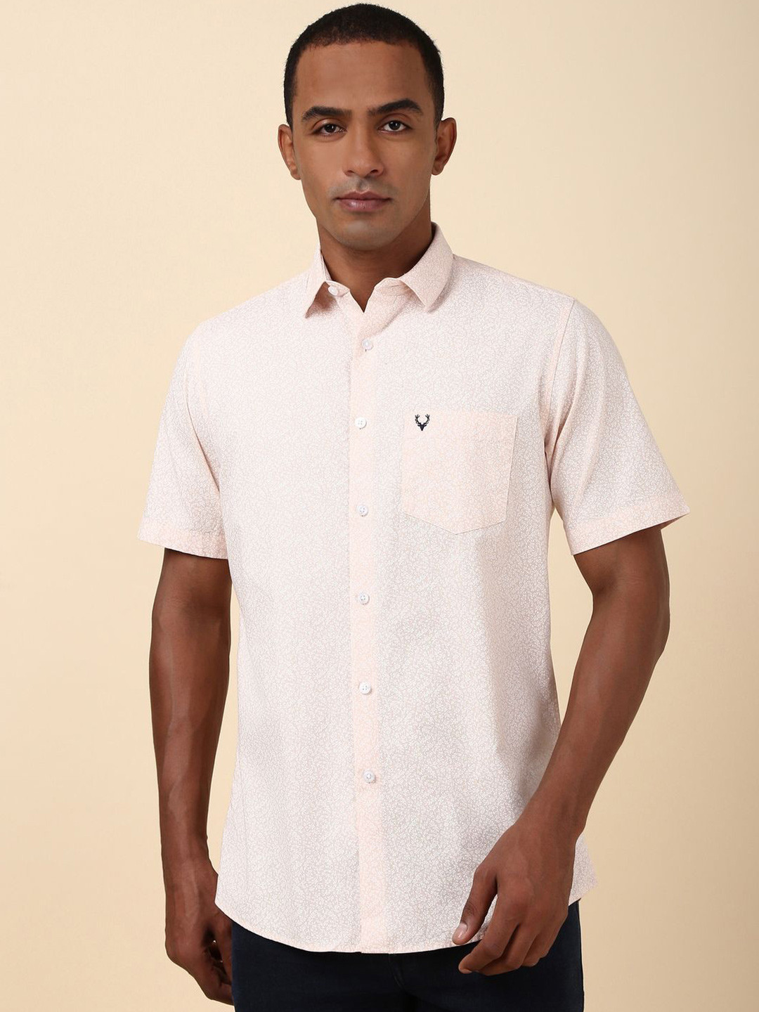 

Allen Solly Men Spread Collar Floral Printed Cotton Linen Slim Fit Casual Shirt, Pink