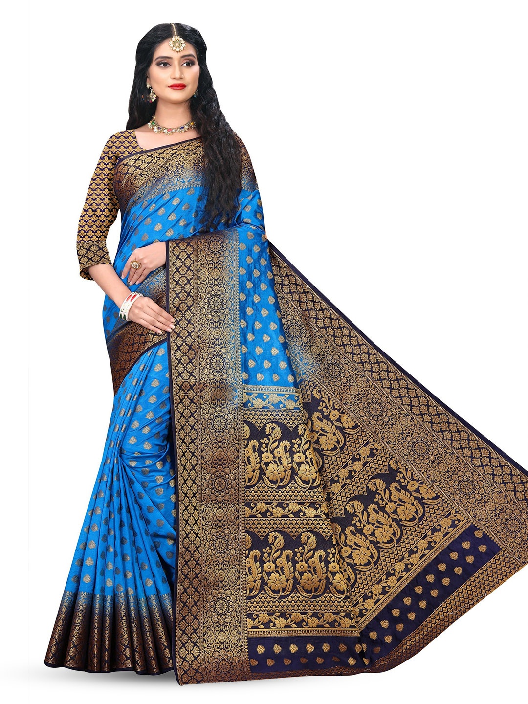 

ANISSA SAREE Woven Design Zari Designer Banarasi Saree, Blue