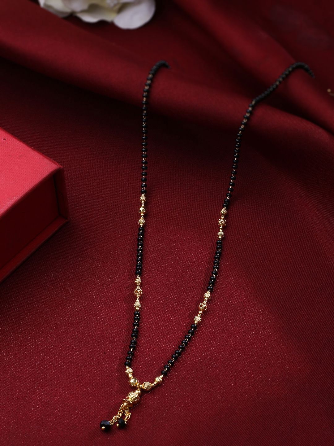 

NVR Gold-Plated Stone Studded and Beaded Mangalsutra