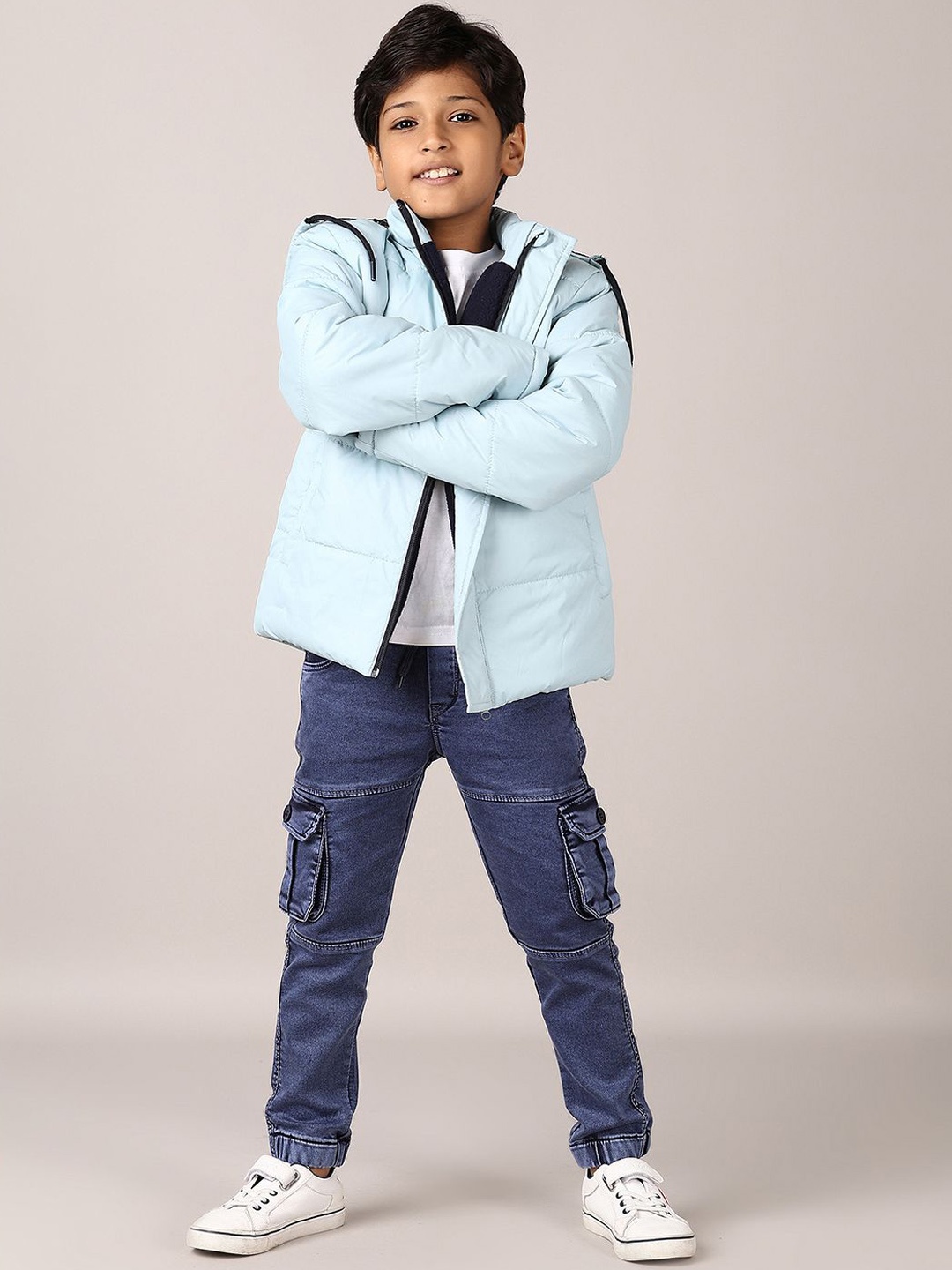 

V-Mart Boys Hooded Solid Cotton Casual Padded Jacket, Blue