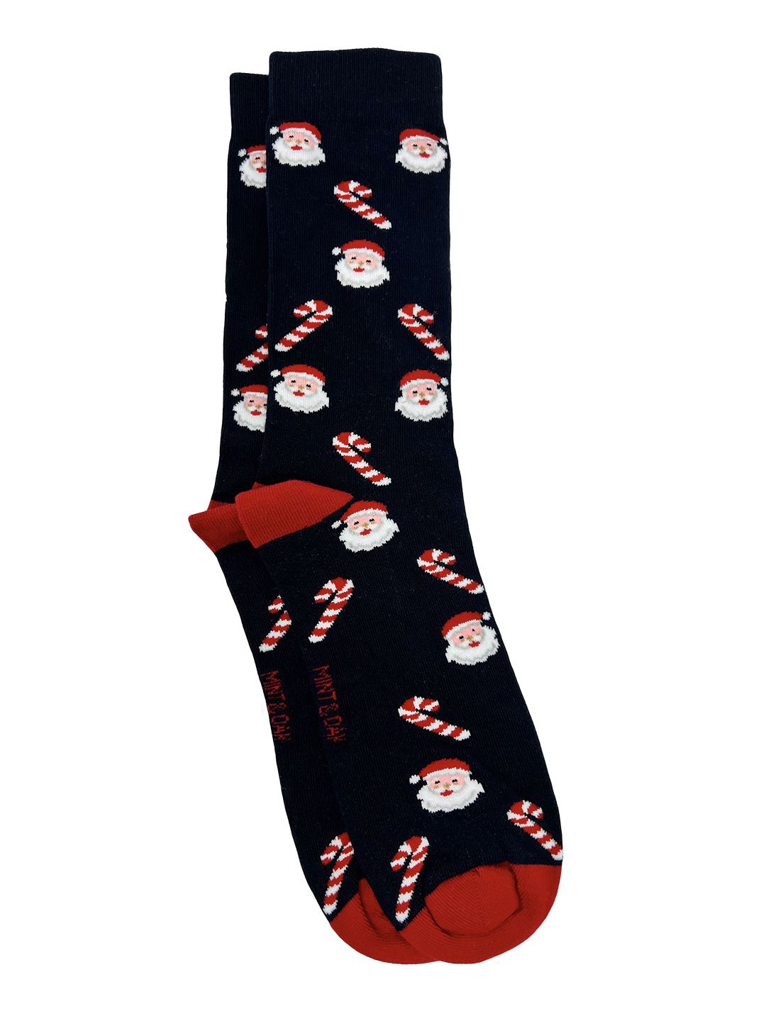 

Mint & Oak Men Candy Delight Patterned Calf-Length Socks, Navy blue