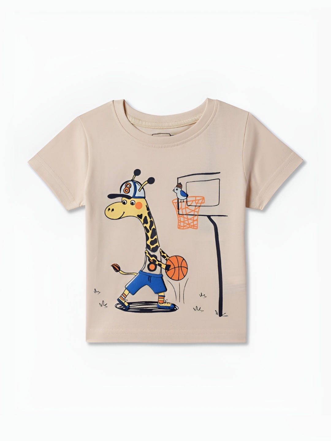 

R&B Boys Graphic Printed Round Neck Cotton T-shirt, Beige