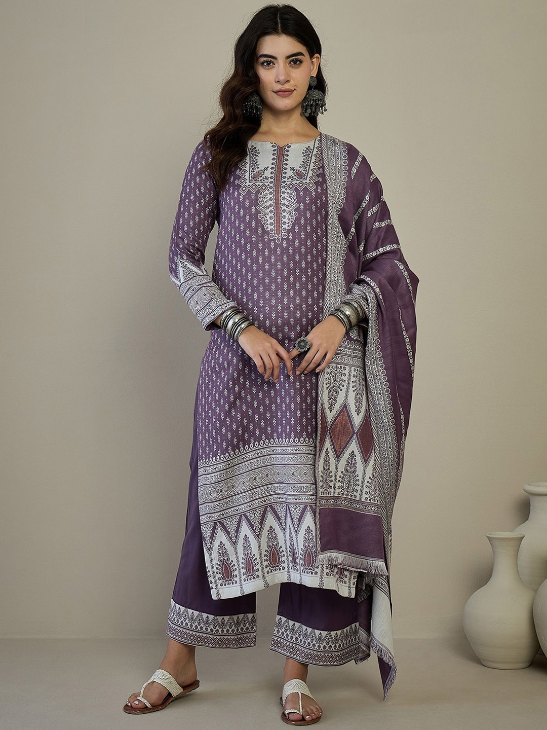 

HK colours of fashion Unstitched Dress Material, Mauve