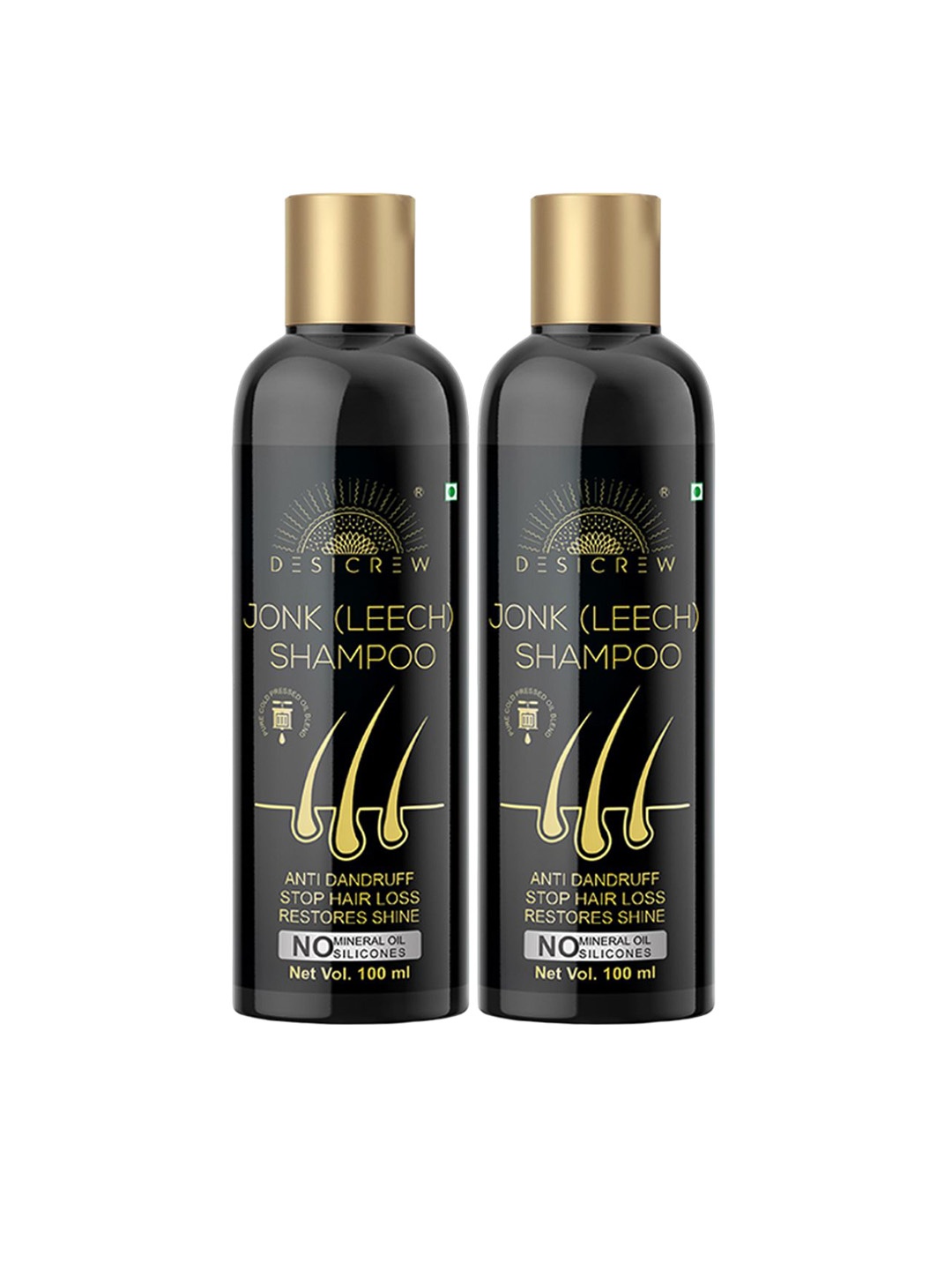 

Desi Crew Set Of 2 Jonk (Leech) Anti Dandruff Shampoo - 100 ml Each, Black