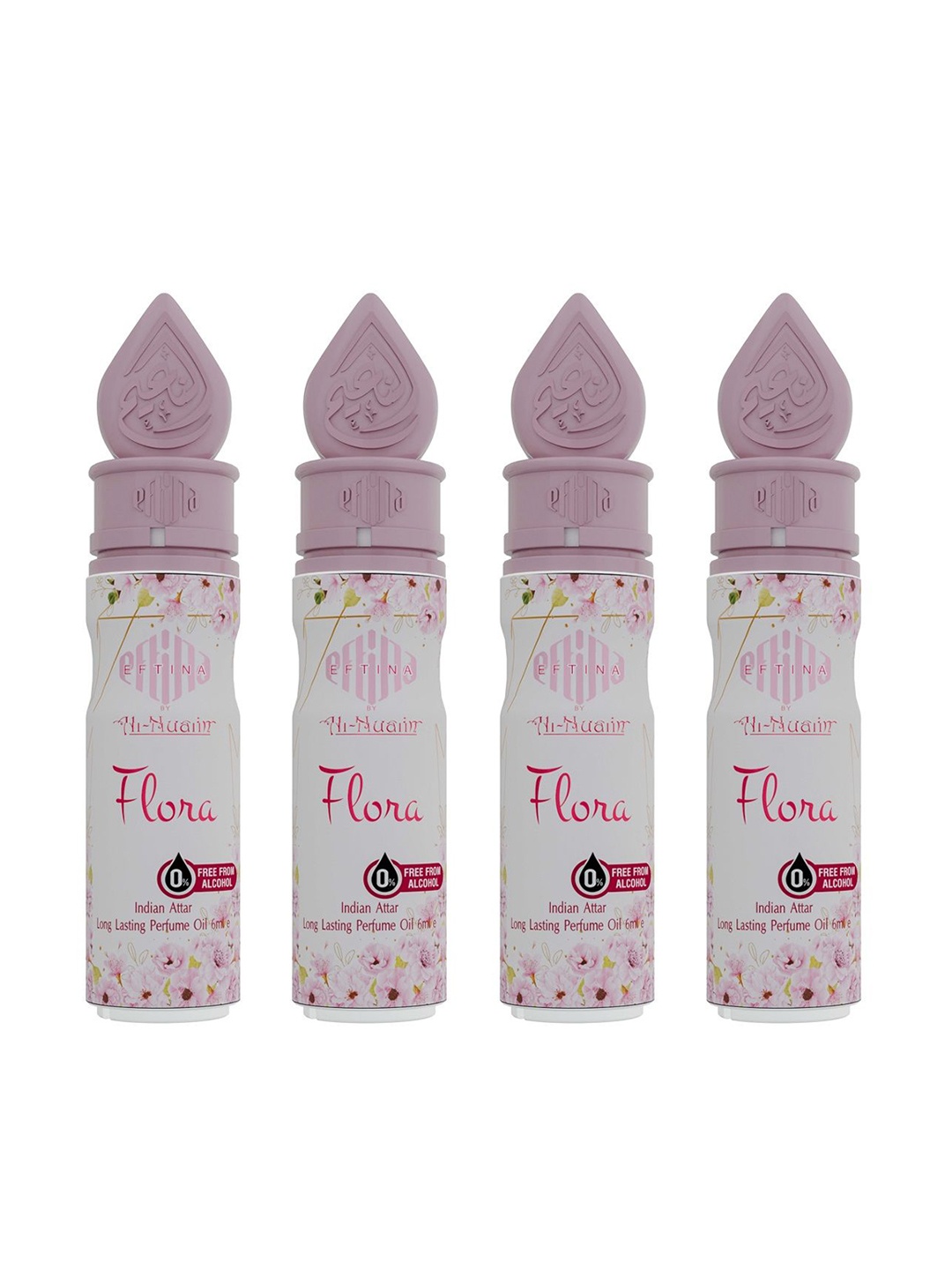 

Al-Nuaim Women Set of 4 Flora Alcohol Free Long Lasting Attar - 6 ml each, White