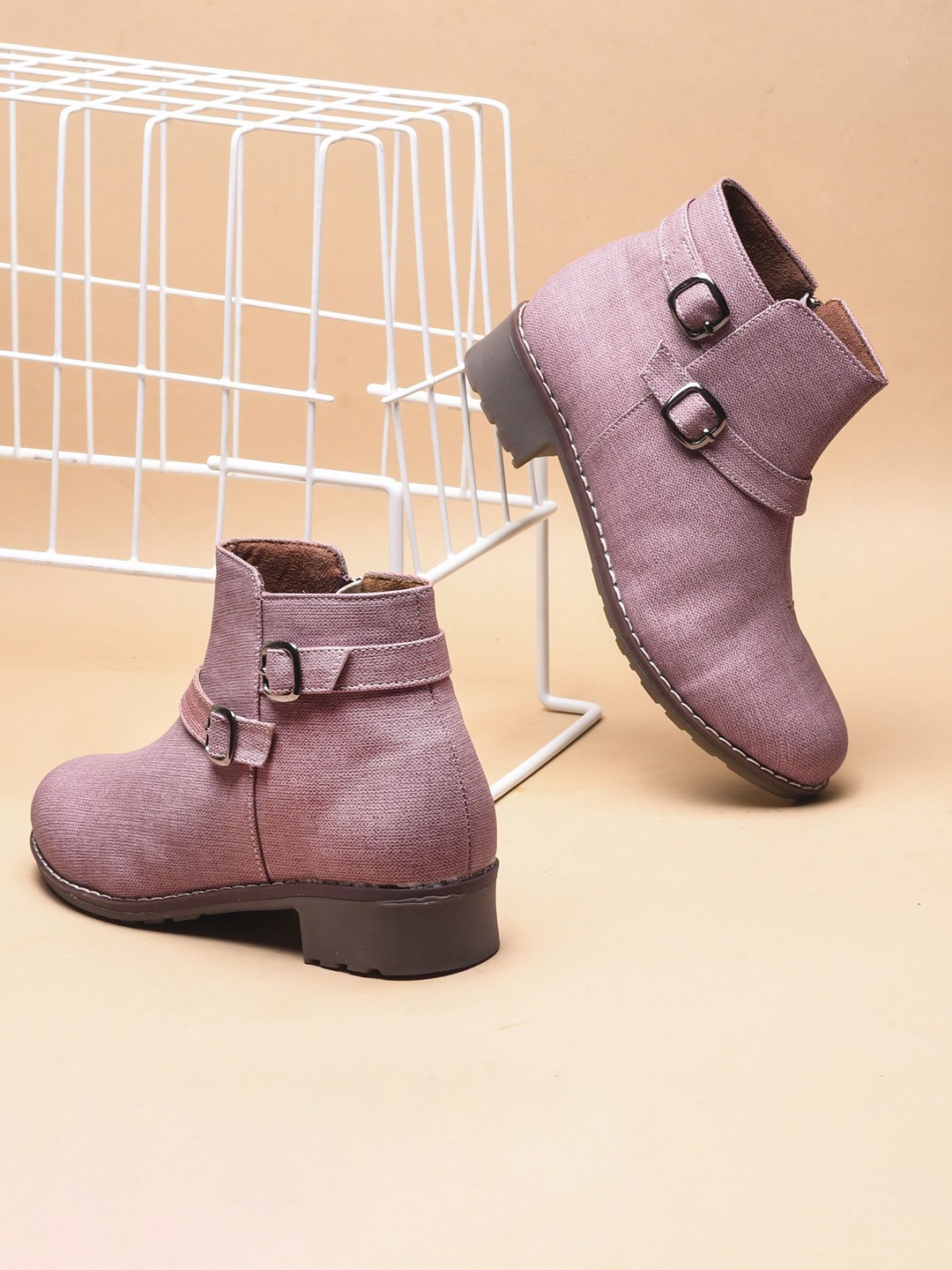 

Try Me Women Casual Block-Heeled Boots, Nude