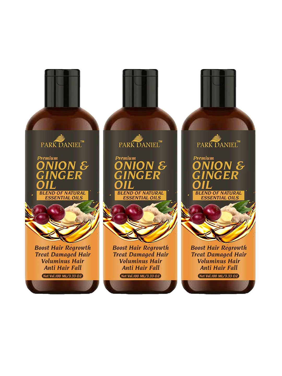 

Park Daniel Set Of 3 Onion & Ginger Oil - 100 ml Each, Brown