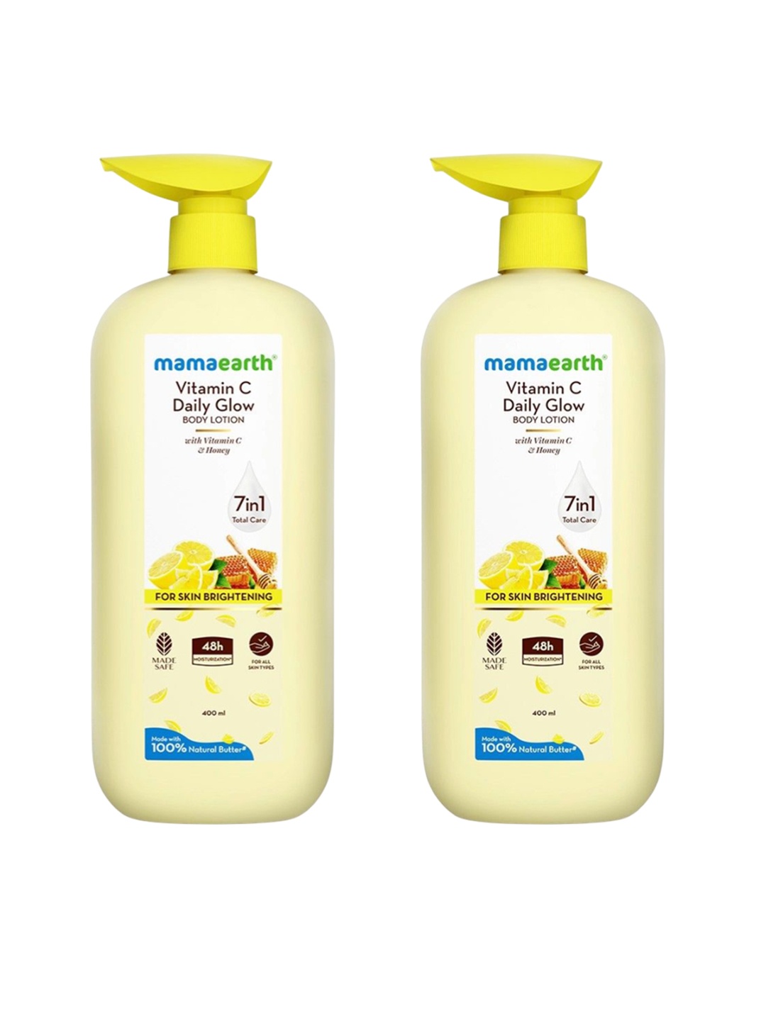 

Mamaearth Set Of 2 Vitamin C Daily Glow Body Lotion - 400 ml Each, Yellow