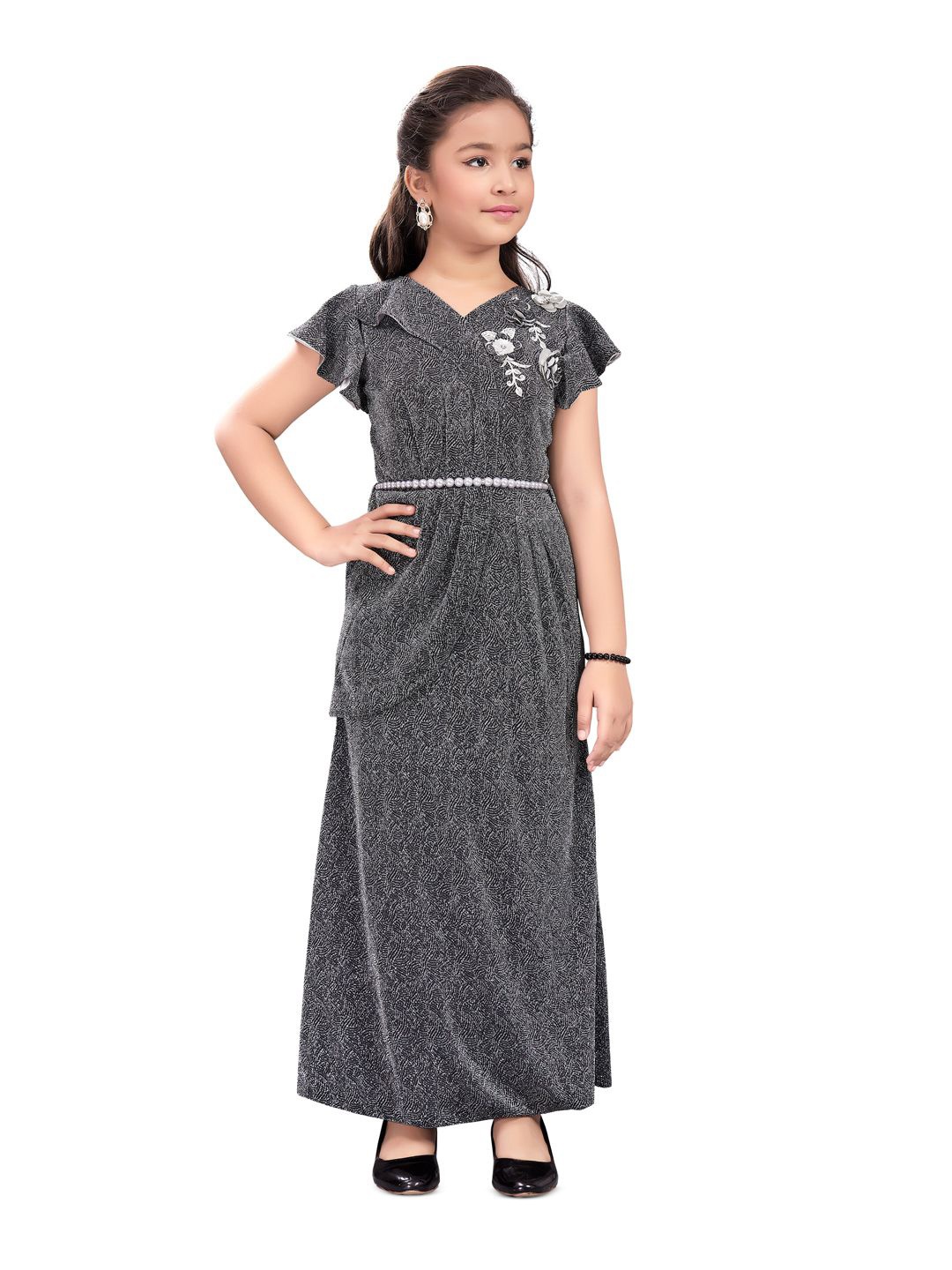 

Lei-Chie Girls Embellished Party Wear Dress, Grey