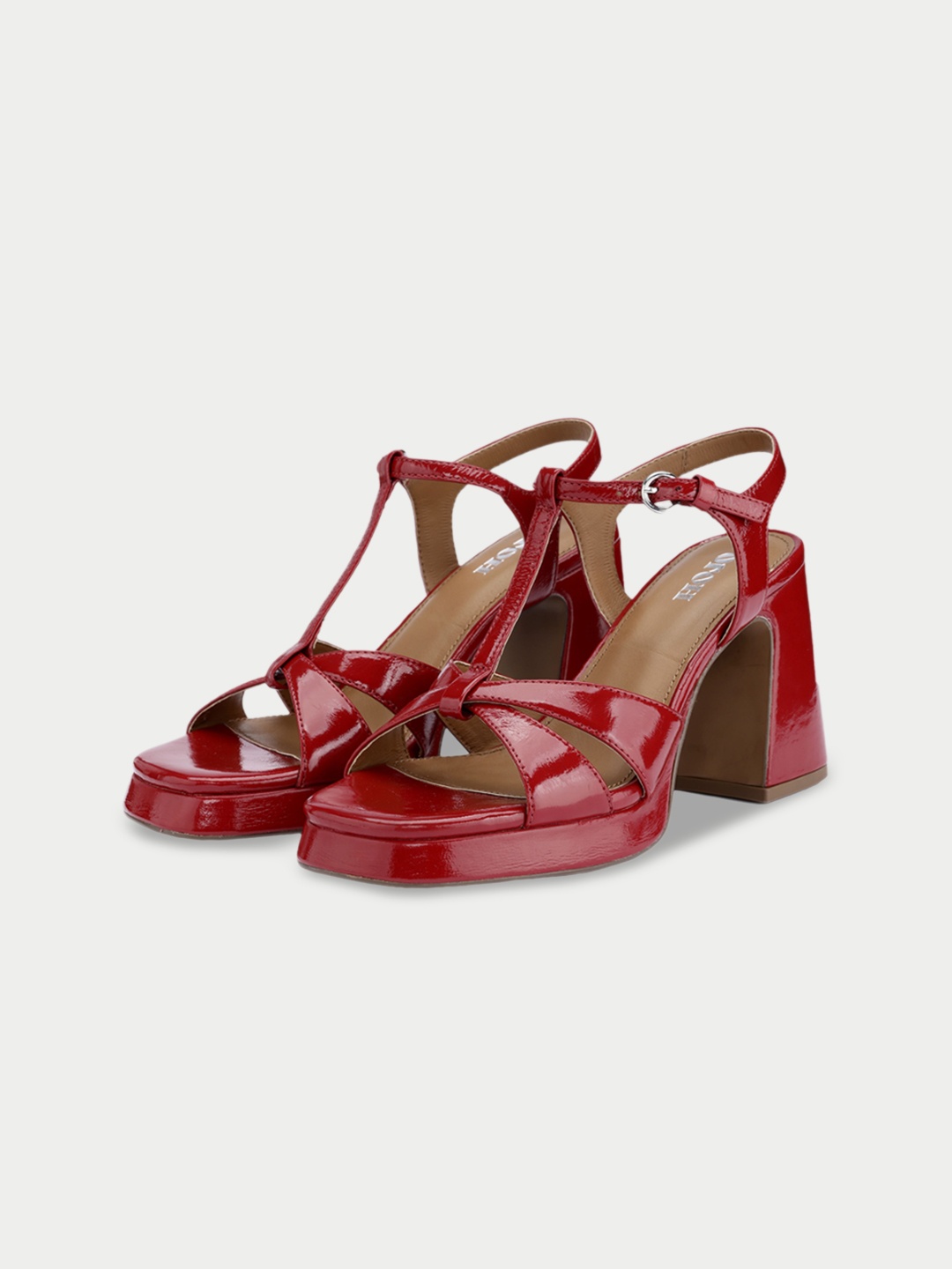 

Oroh Open Toe Leather Block Heel Sandals, Red