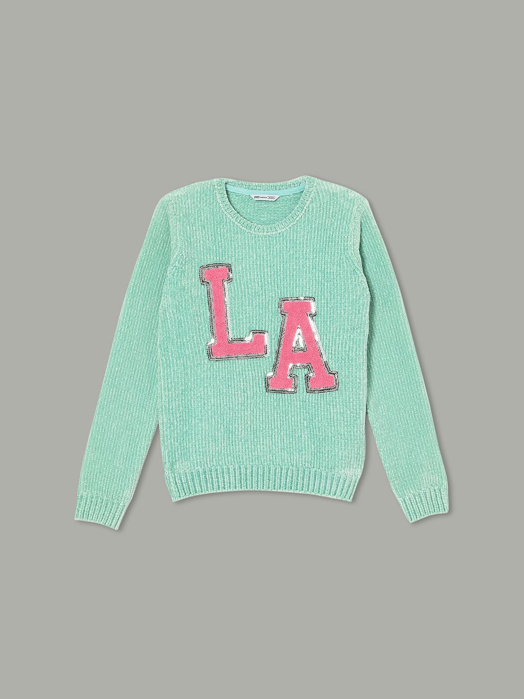 

Fame Forever by Lifestyle Girls Casual Embroidered Pullover Sweaters, Green