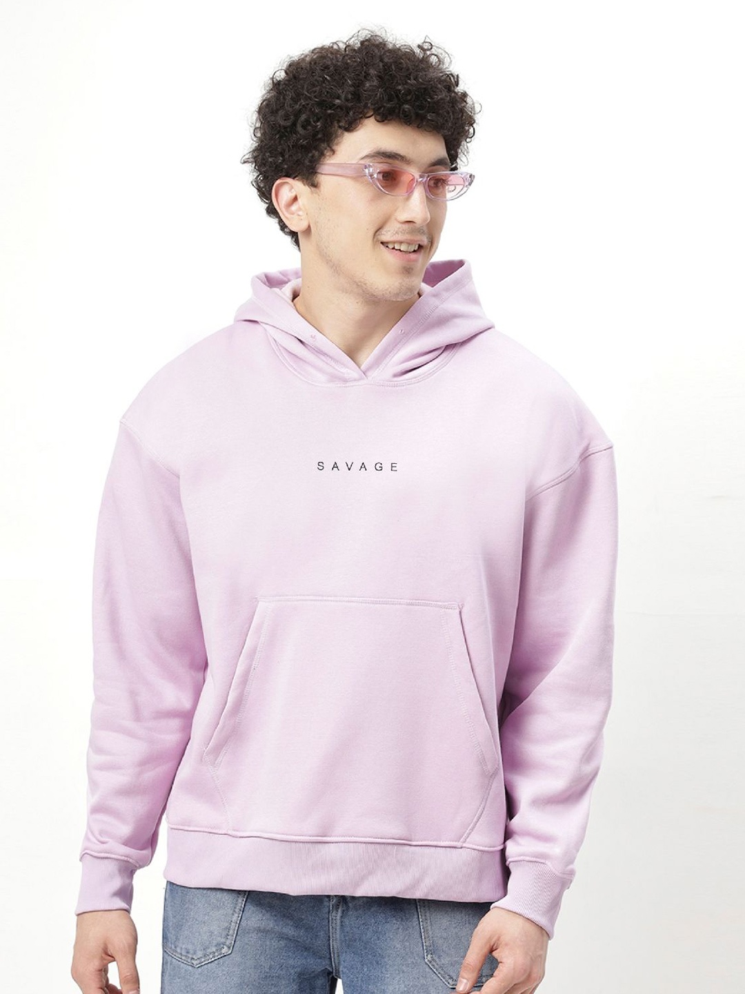 

Be Savage Men Long Sleeves Hooded Pullover Sweatshirt, Lavender