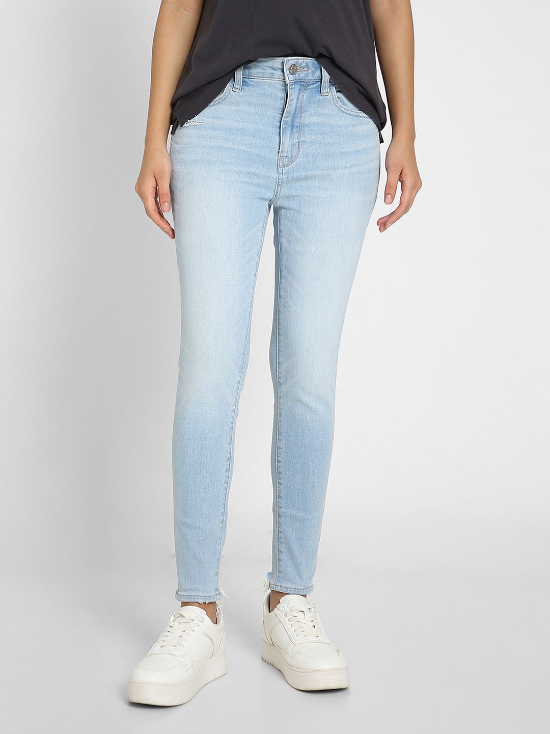 

AMERICAN EAGLE OUTFITTERS High-Waisted Baggy Wide-Leg Cotton Jeans, Blue