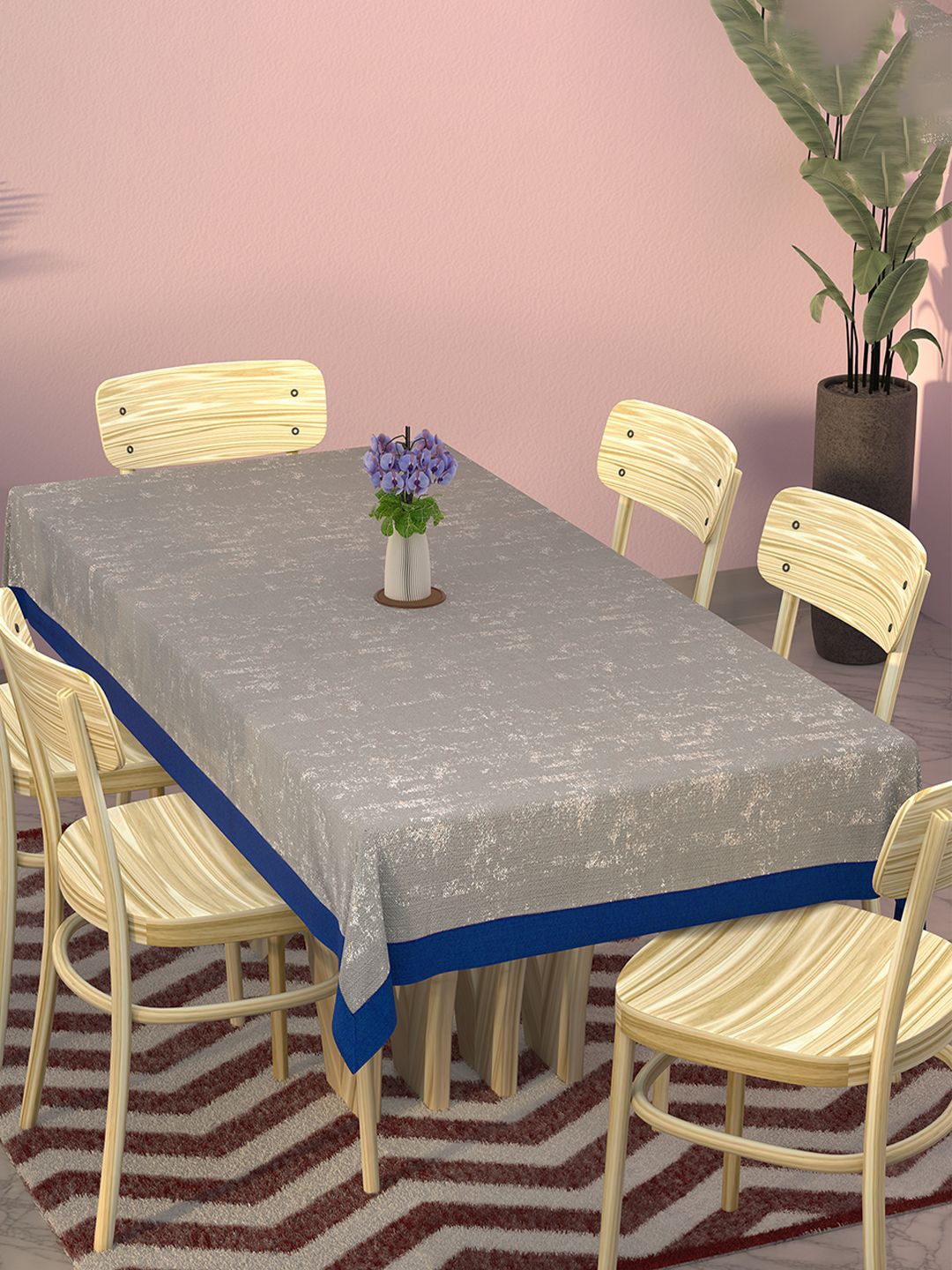 

Kuber Industries Grey & White Abstract Printed Cotton 6-Seater Table Cover