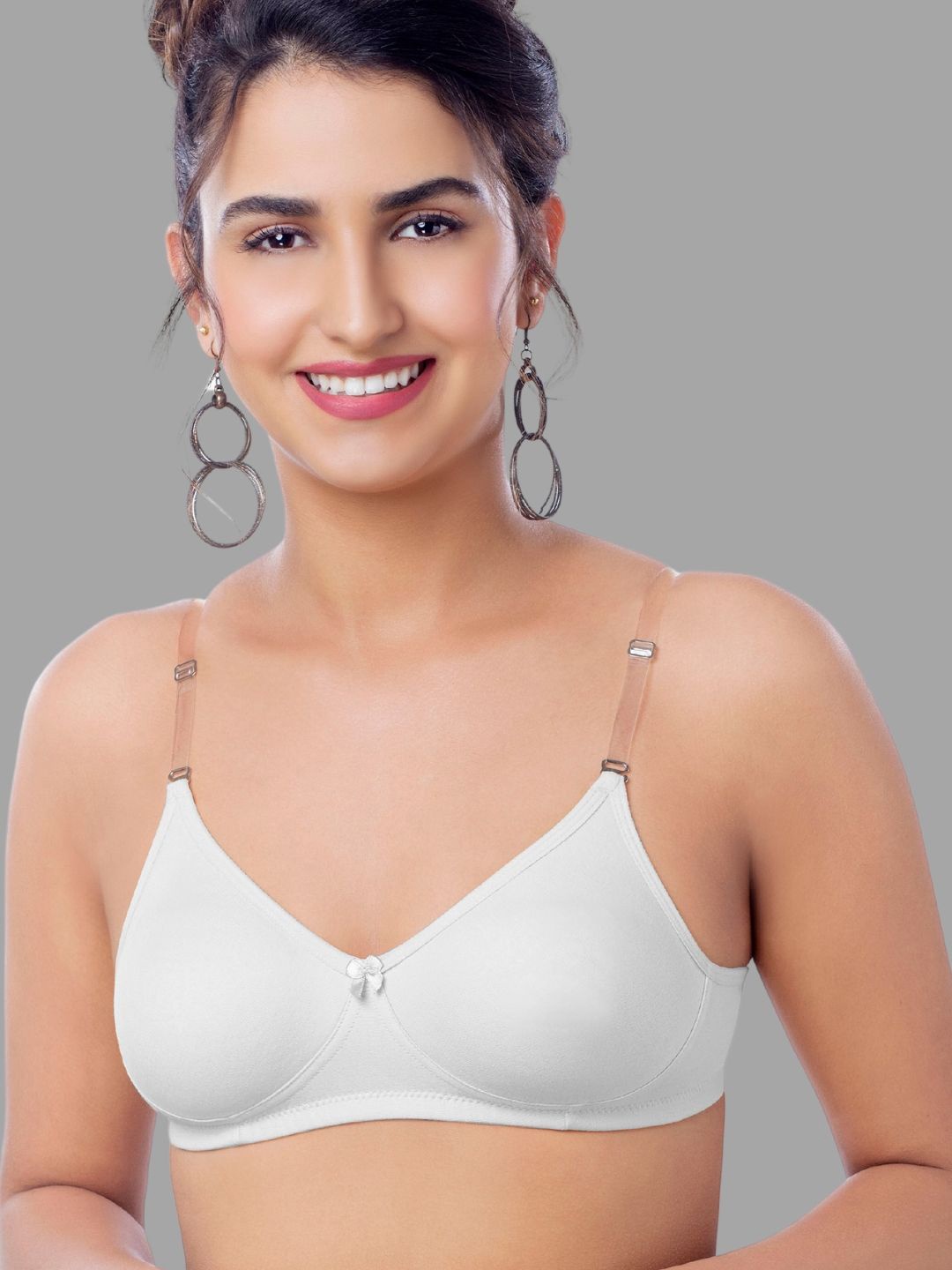 

BRIDA LADIES INNERWEAR Organic Cotton Non-Padded Transparent Strep Medium Coverage Bra, White