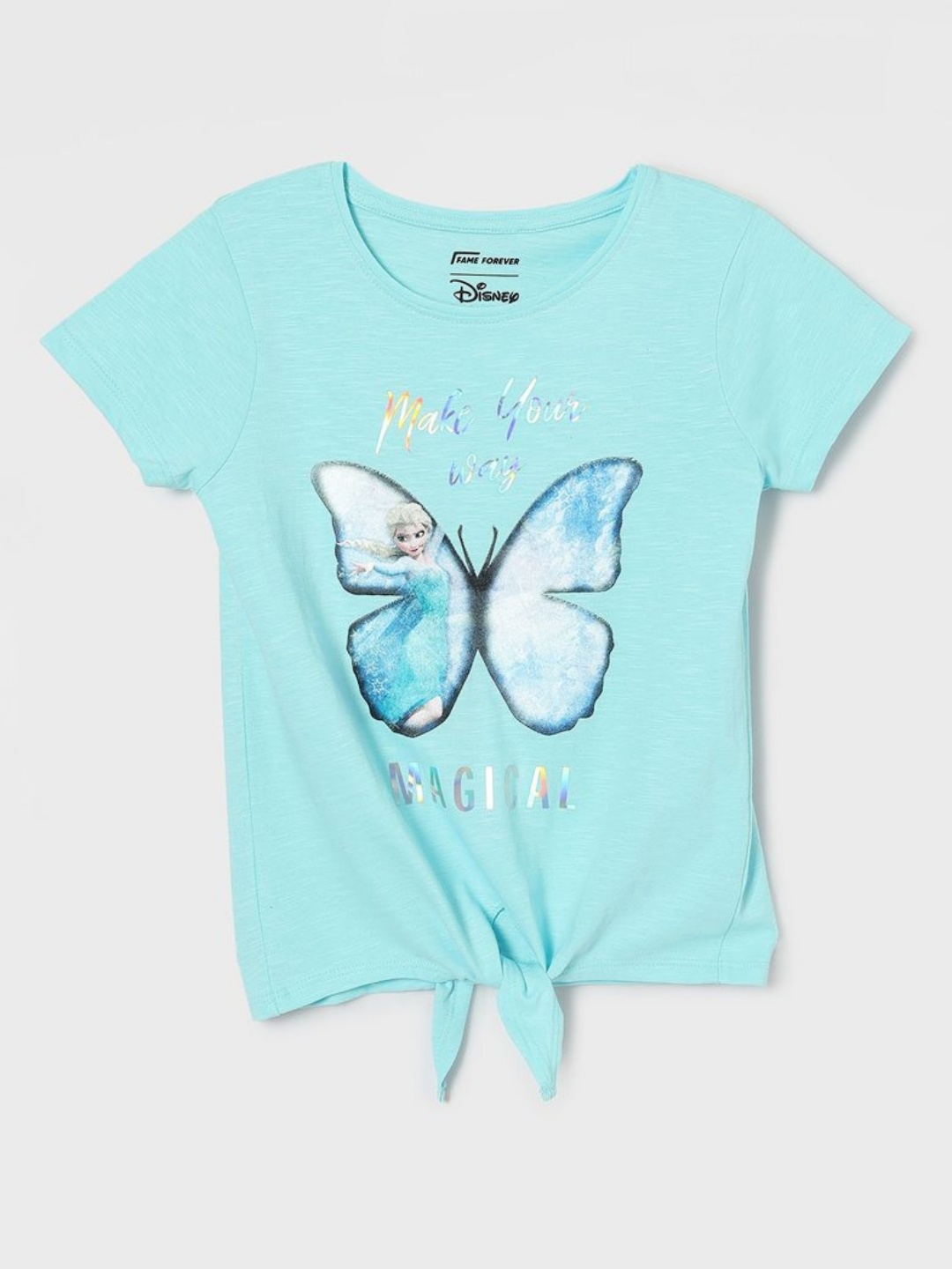 

Fame Forever by Lifestyle Girls Floral Printed Round Neck Cotton T-shirt, Blue