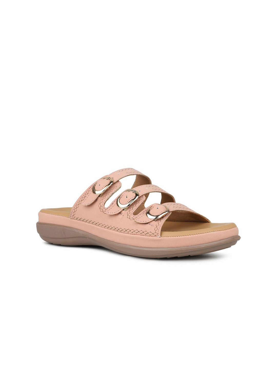 

Inc 5 Women Fashion Buckles Open Toe Flats, Peach
