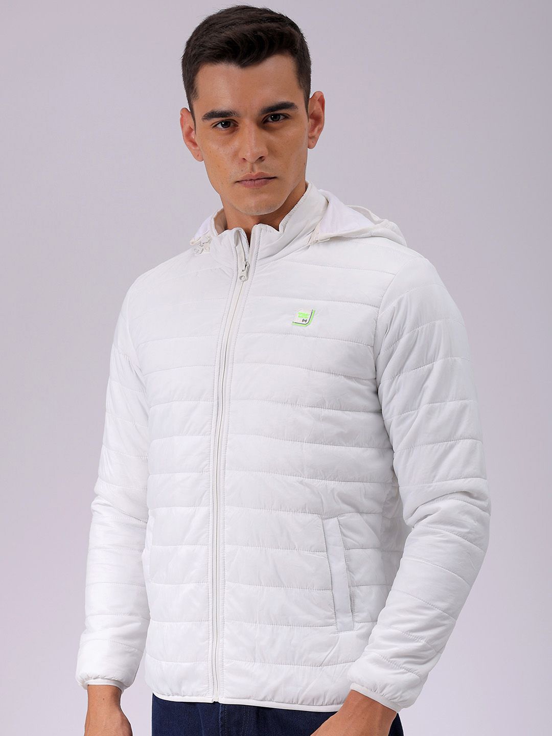 

The Indian Garage Co Men Zip-Front Puffer Jacket with Detachable Hood, White