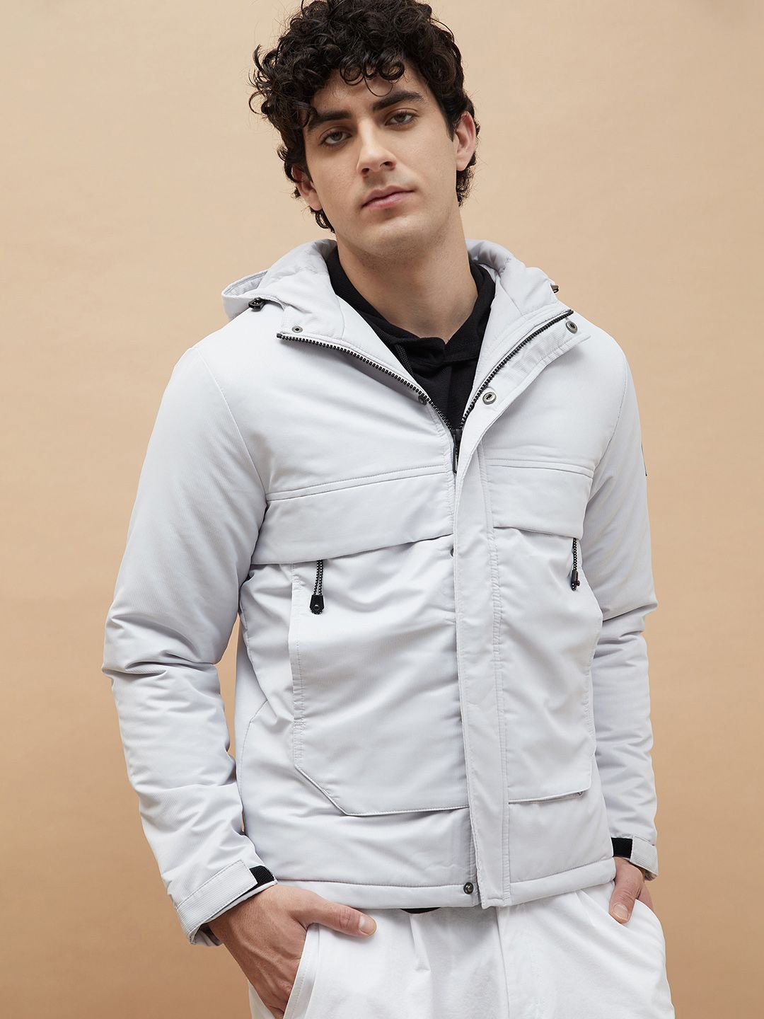 

Forca Men Hooded Solid Casual Sporty Jacket, Grey