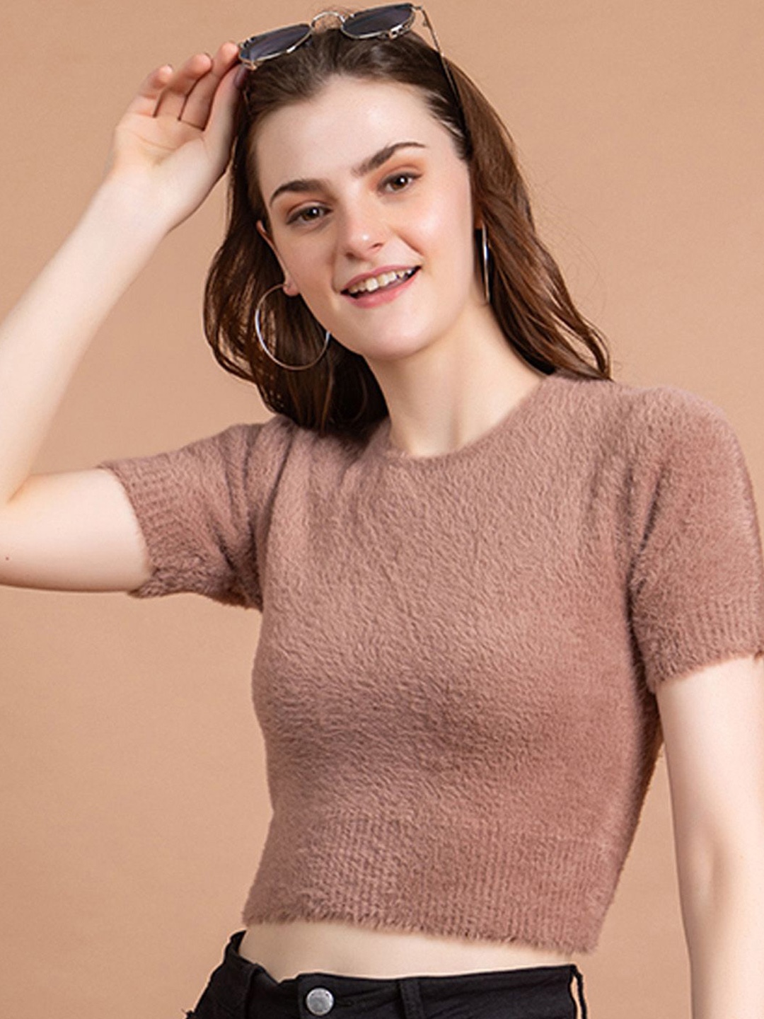 

CLAPTON Women Woollen Crop Top, Mauve