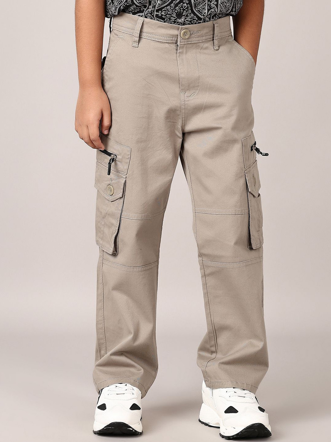 

V-Mart Boys Cotton Cargos Trousers, Beige